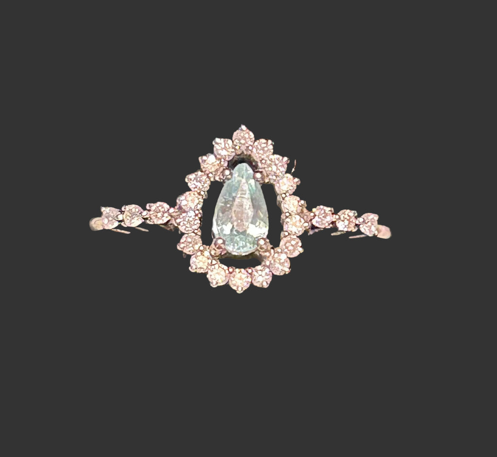 Anello Tourmaline Paraiba blue, oro bianco 18k e diamanti naturali certificati italiani
