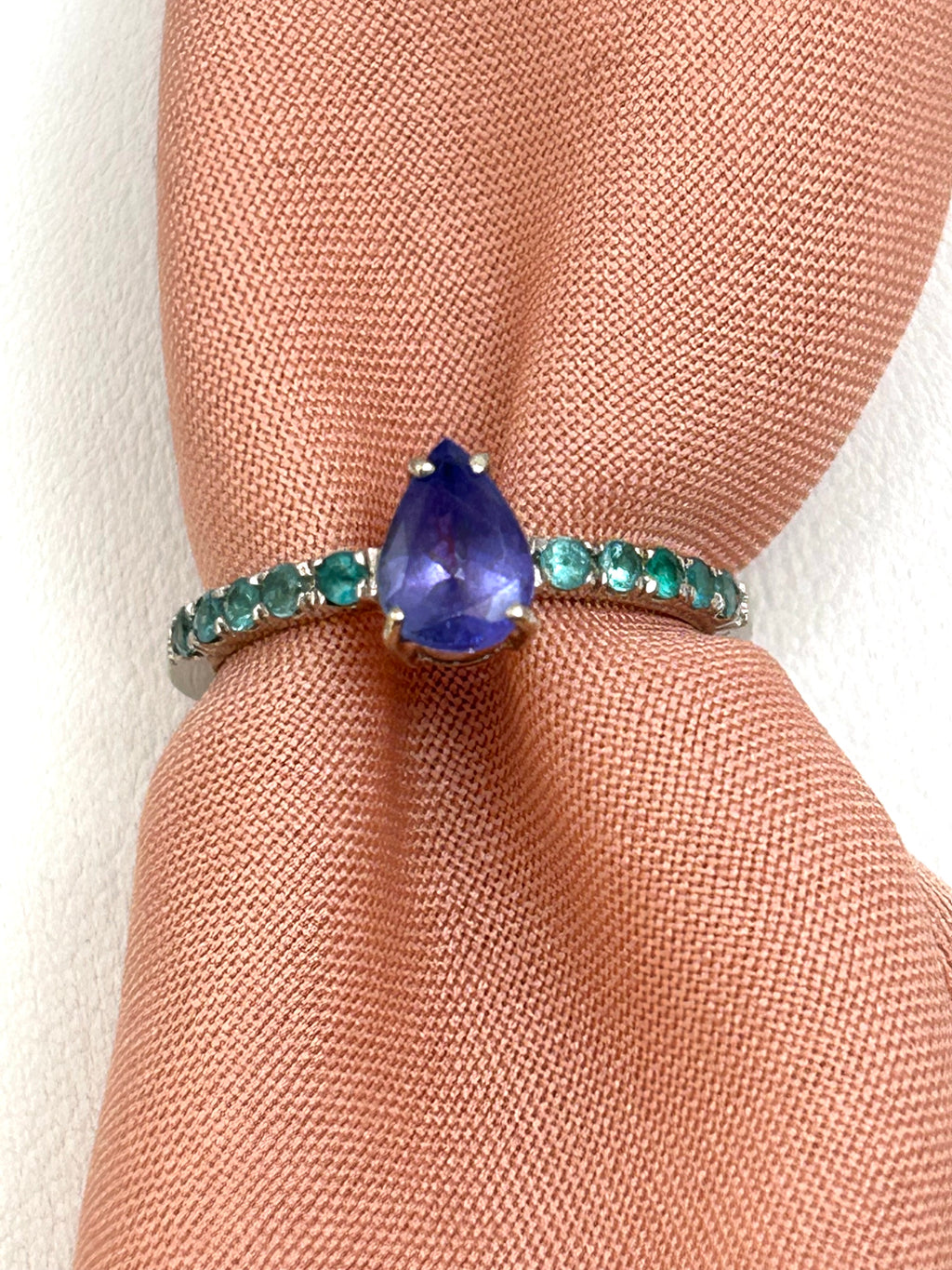 Anello Tourmaline Paraiba Brasiliana neon blue green e Tanzanita Natural