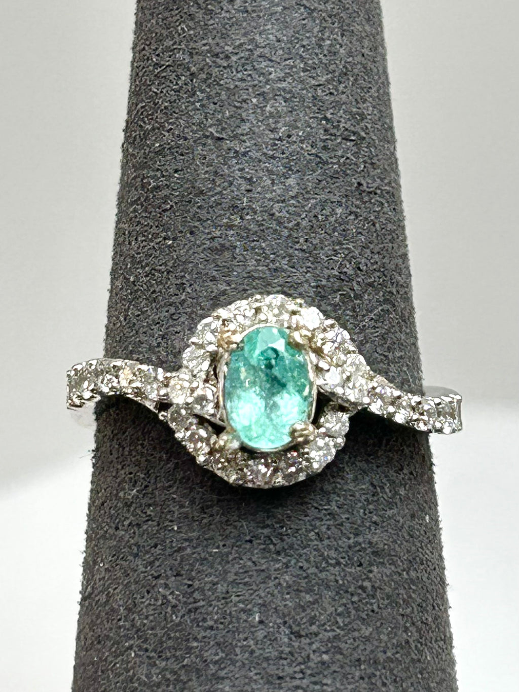 Anello Tourmaline Paraiba neon blue, diamanti naturali oro bianco 18k Certificati Italiani