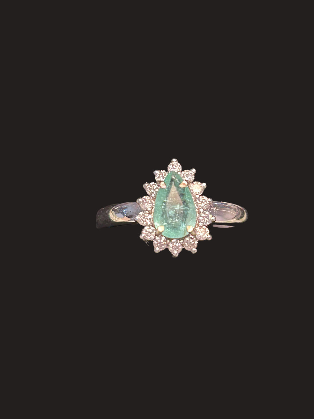 Anello Tourmaline Paraiba neon blue green, diamanti naturali, oro bianco 18k.