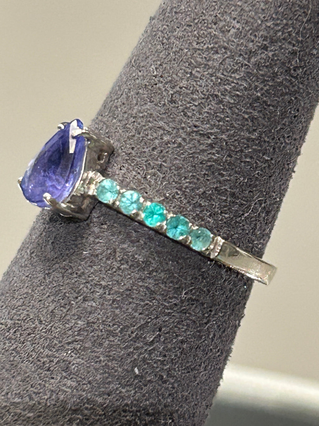 Anello Tourmaline Paraiba Brasiliana neon blue green e Tanzanita Natural