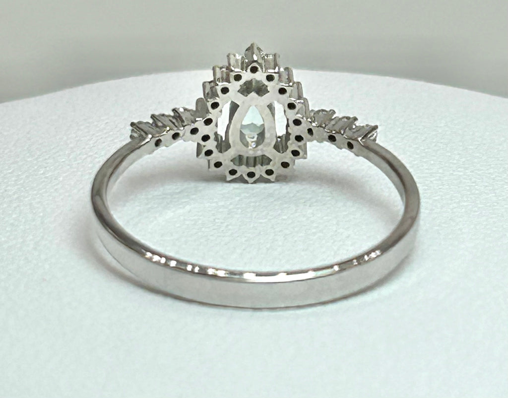Anello Tourmaline Paraiba blue, oro bianco 18k e diamanti naturali certificati italiani