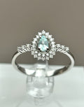 Ring, blauer Paraiba-Turmalin, 18 Karat Weißgold und zertifizierte italienische Naturdiamanten