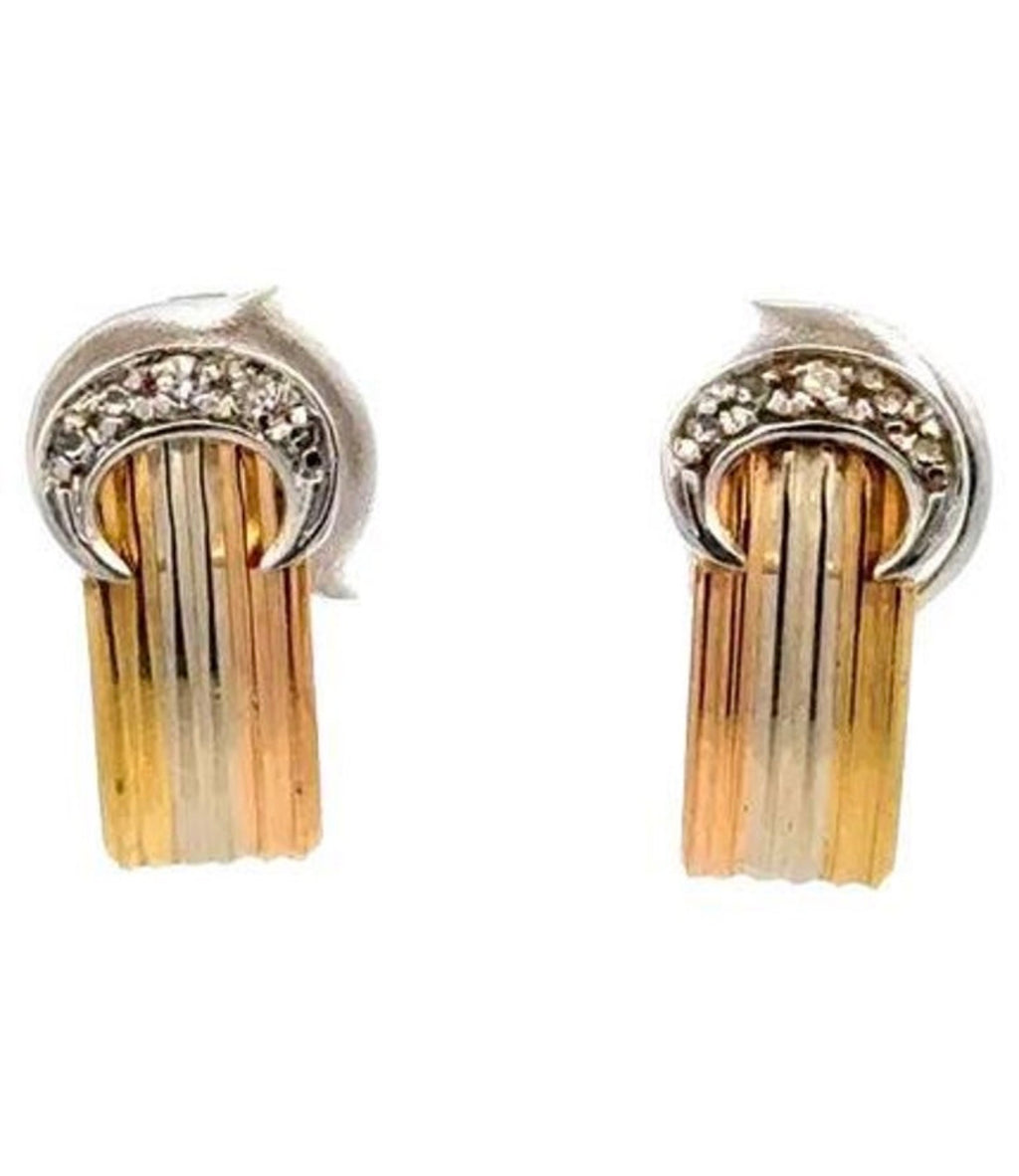 Orecchini tri color oro 18k e diamanti naturali.