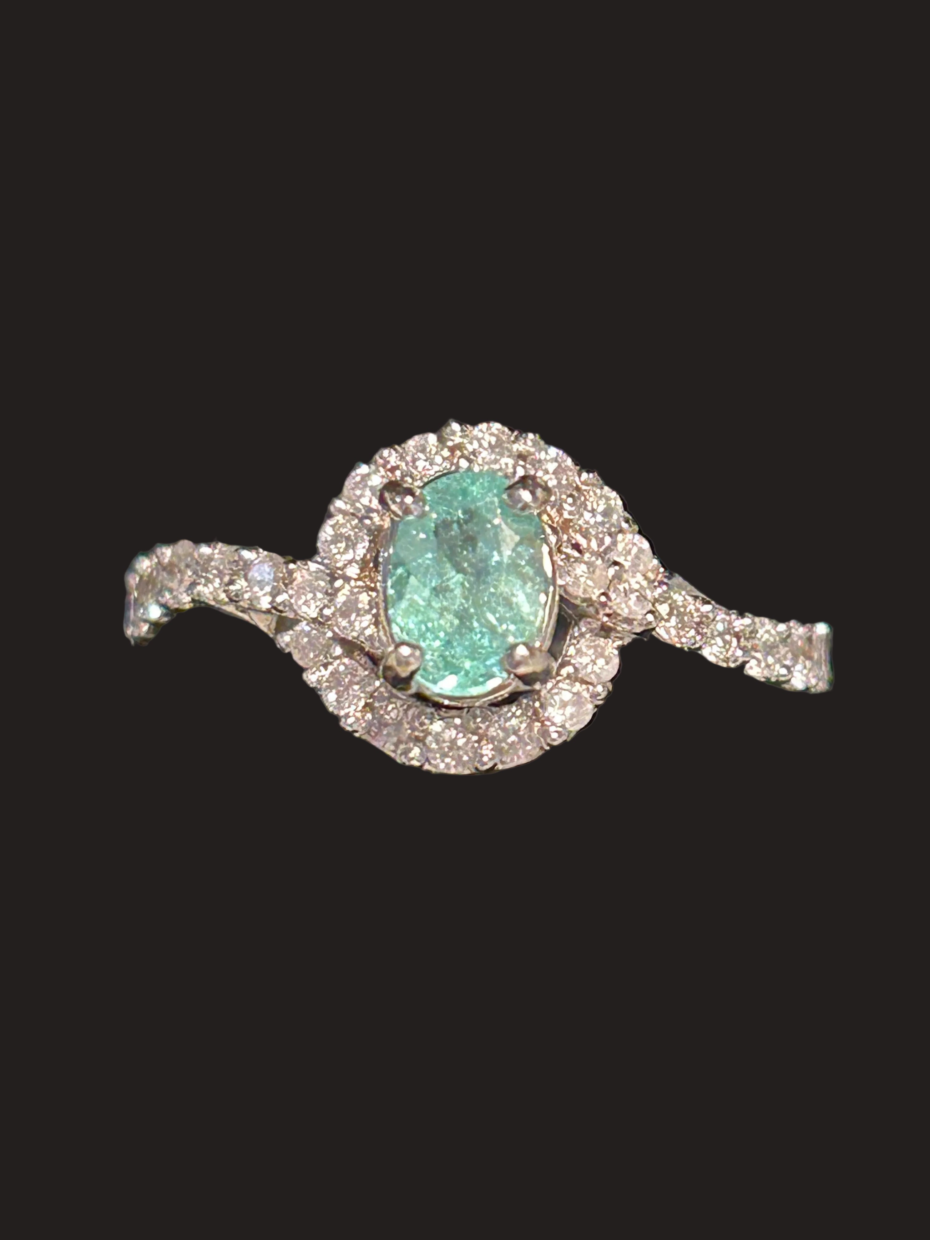 Anello Tourmaline Paraiba neon blue, diamanti naturali oro bianco 18k Certificati Italiani