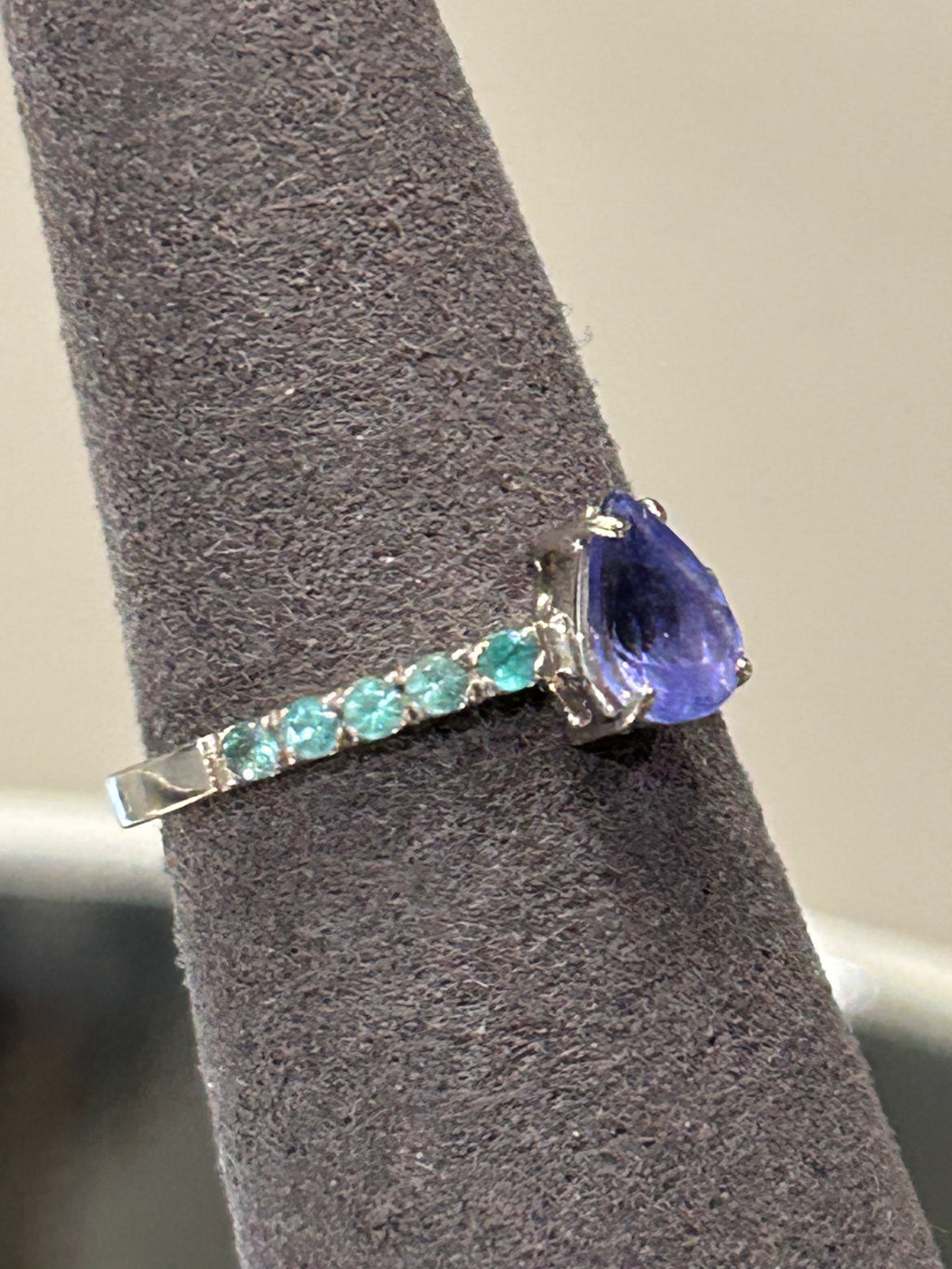 Anello Tourmaline Paraiba Brasiliana neon blue green e Tanzanita Natural