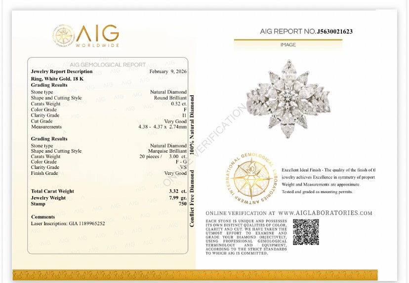 Ring La Regina Diamanten Natur GIA in 18k Weißgold