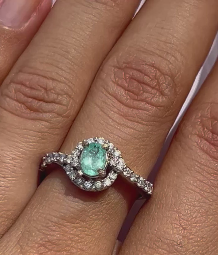 Anello Tourmaline Paraiba neon blue, diamanti naturali oro bianco 18k Certificati Italiani